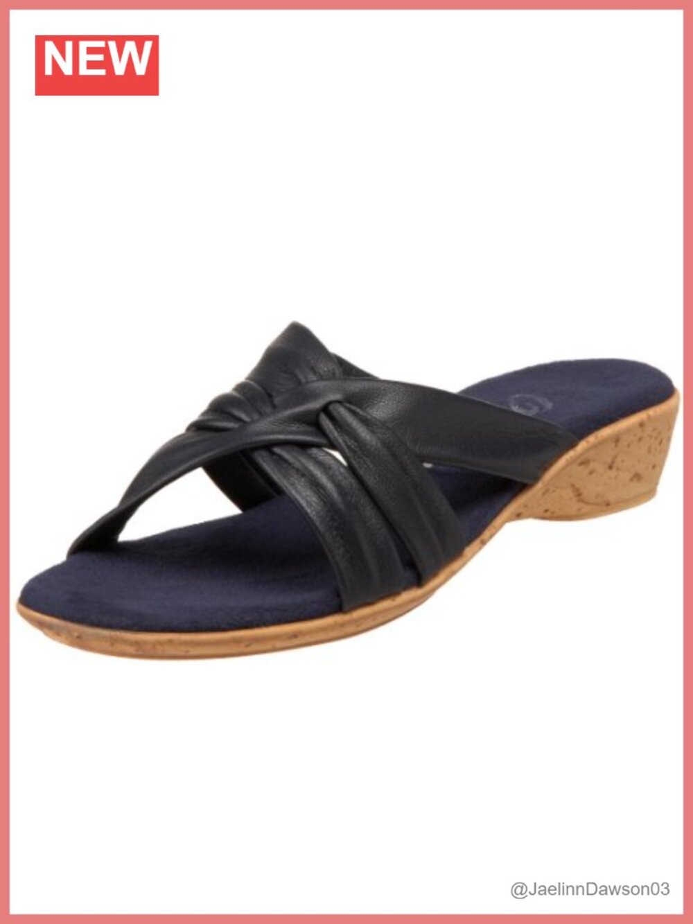Women's Leather Strap Wedge Sandals Slip-On Comfort Padded Footbed Open Toe